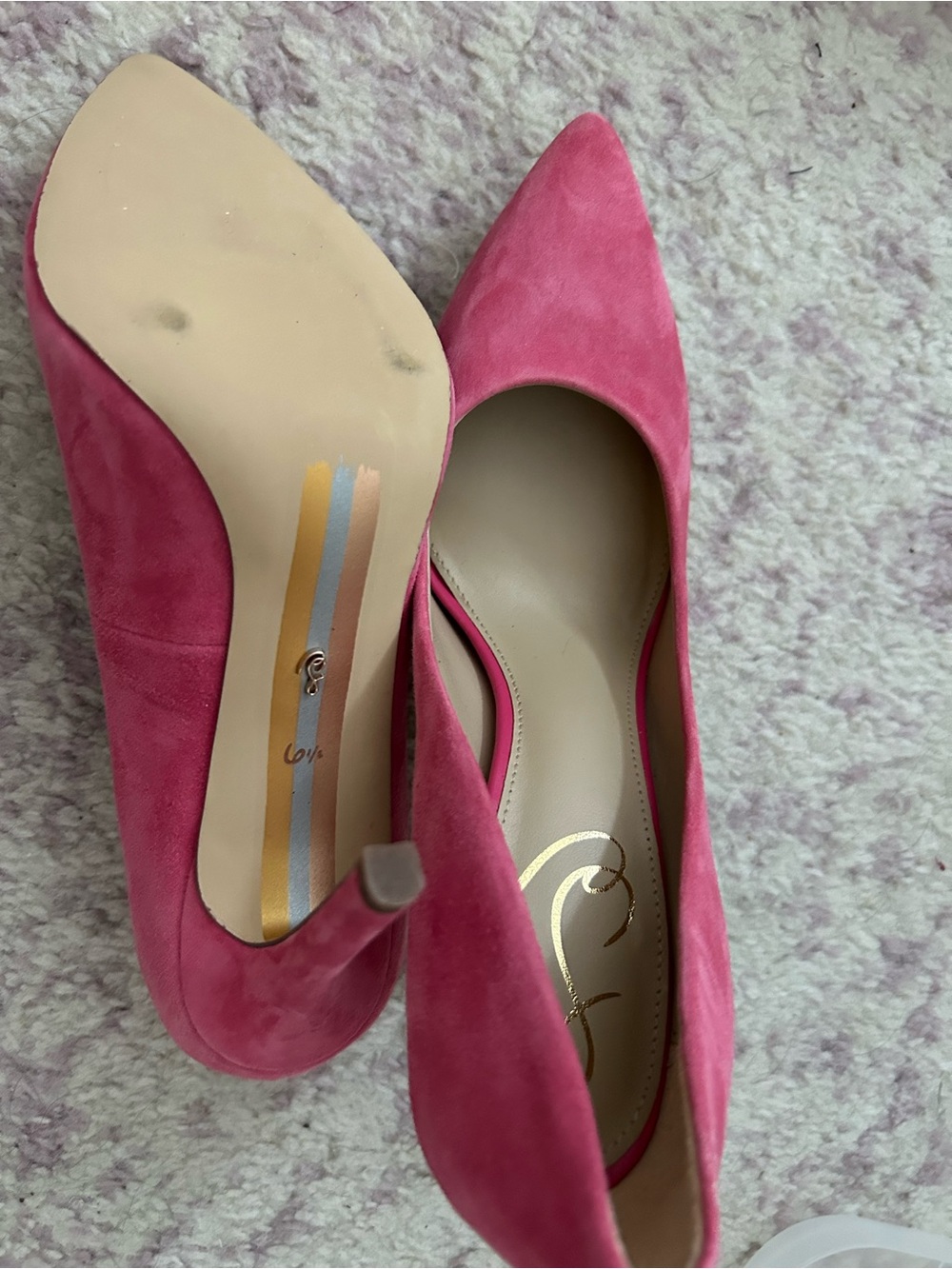 Sam Edelman Hot Pink Suede Pointed Toe Pumps - Picture 3 of 4